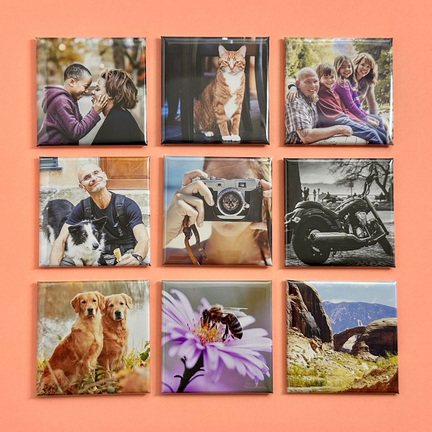 Square Photo Magnets - Set of 9